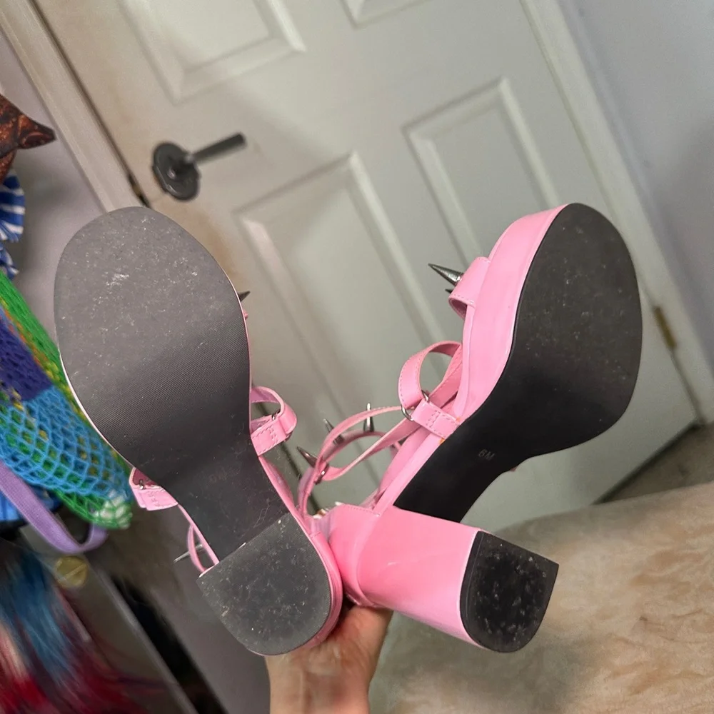 WIDOW dollskill pink Strappy Spiked Sandals - Picture 8 of 11
